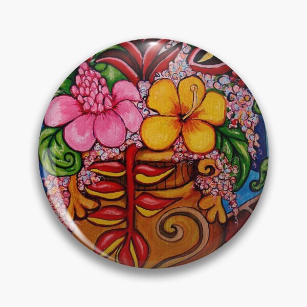 Item preview, tropical flowers in brown vase designed and sold by Roxiartwork.