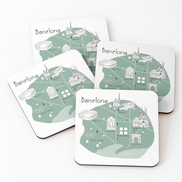 Item preview, Barcelona Map - Green designed and sold by aMano-mapping.