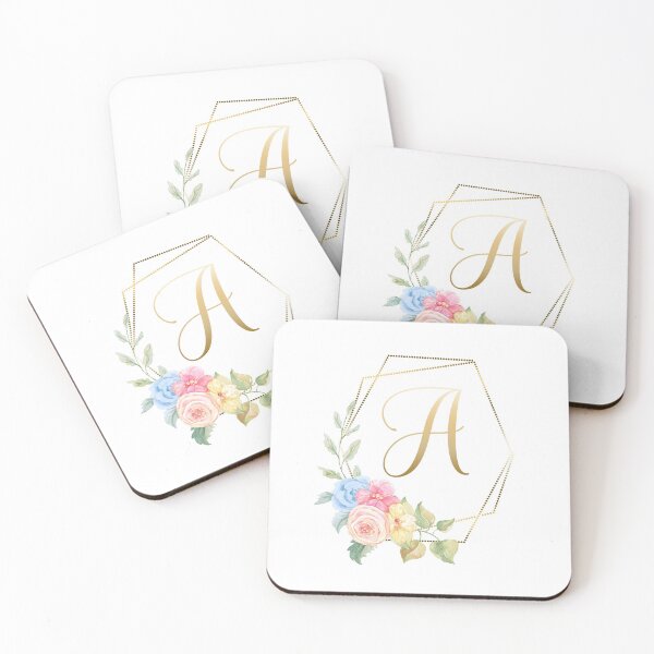 Item preview, Watercolor Floral Gold Monogram - Letter A designed and sold by Grafixmom.