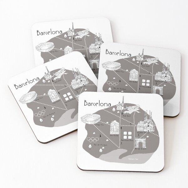Item preview, Barcelona Map - Grey designed and sold by aMano-mapping.