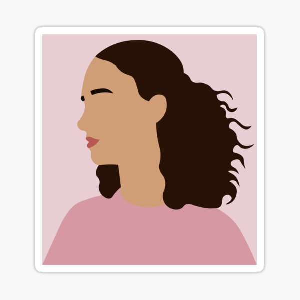 Girl Facing Sun and Hair Blowing in the Wind Sticker