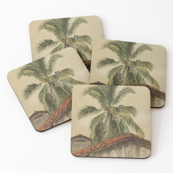 Item preview, Palm Trees and Housetops in Ecuador Vintage Painting, 1857 designed and sold by Vintage Wall Art.