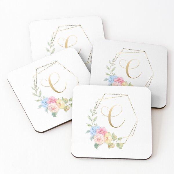 Item preview, Watercolor Floral Gold Monogram - Letter C designed and sold by Grafixmom.