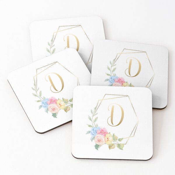 Item preview, Watercolor Floral Gold Monogram - Letter D designed and sold by Grafixmom.