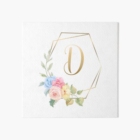 Watercolor Floral Gold Monogram - Letter D Watercolor Floral Gold Monogram - Letter D