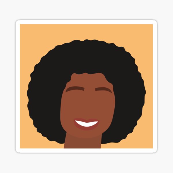 Smiling Girl with Afro and Orange Background Sticker