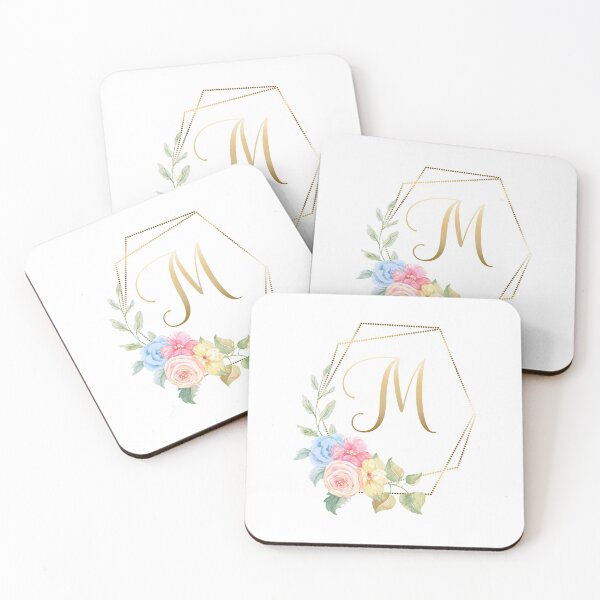 Item preview, Watercolor Floral Gold Monogram - Letter M designed and sold by Grafixmom.