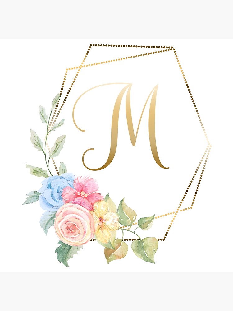 Monogram Letter M with Romantic Vintage Flowers Greeting Card for Sale by  Trish Dish