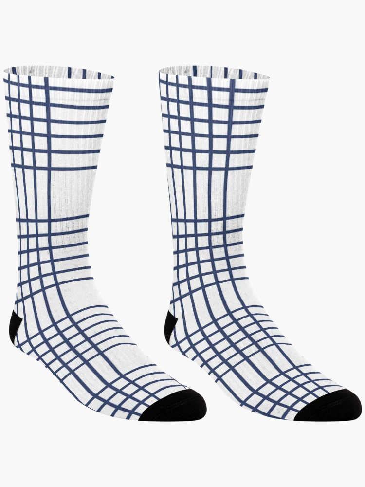 Thumbnail 3 of 5, Socks, Blue Abstract Check Pattern designed and sold by hexdecor.