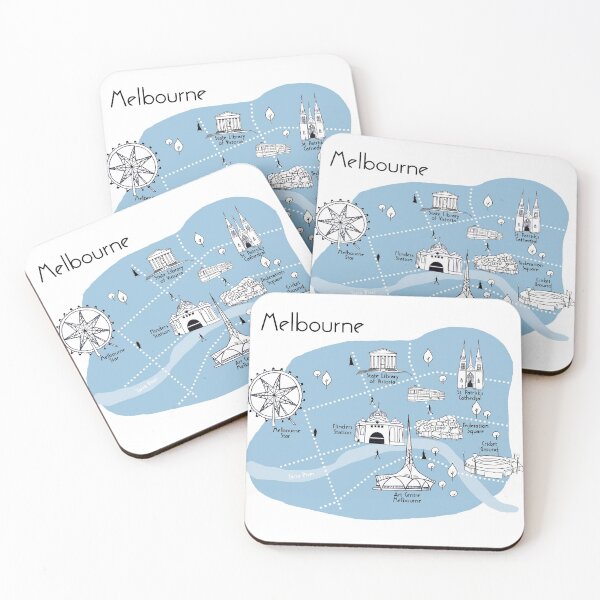 Item preview, Melbourne Map - Blue designed and sold by aMano-mapping.