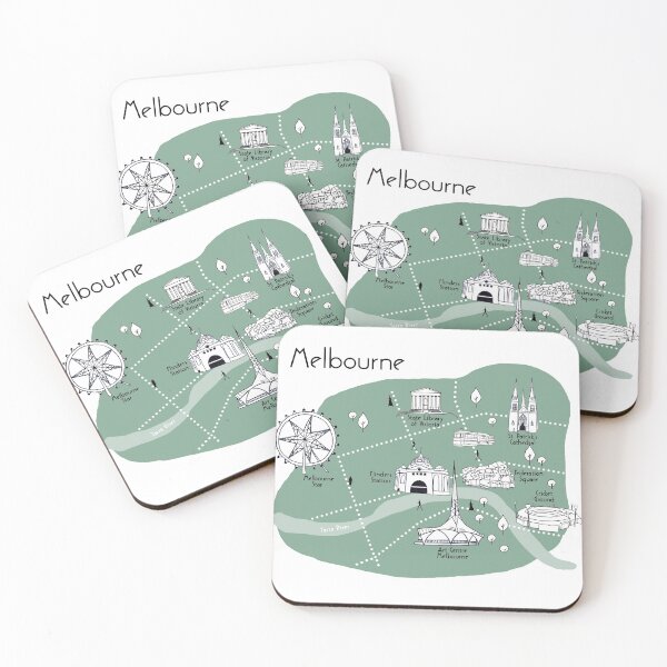 Item preview, Melbourne Map - Green designed and sold by aMano-mapping.