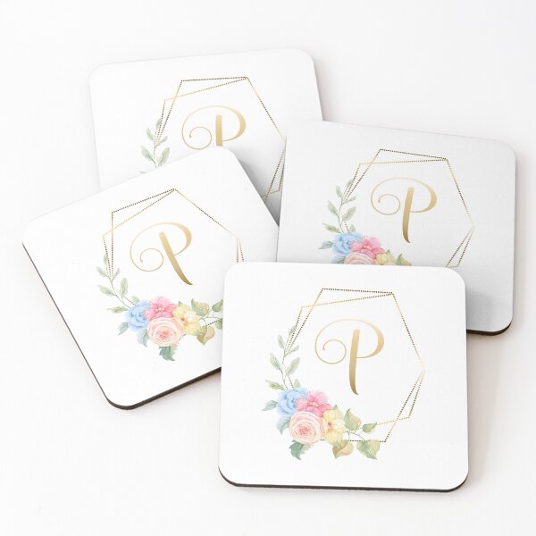 Item preview, Watercolor Floral Gold Monogram - Letter P designed and sold by Grafixmom.
