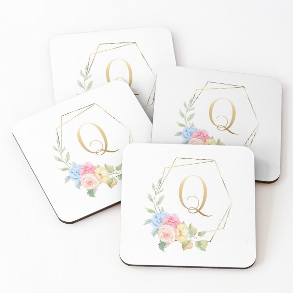 Item preview, Watercolor Floral Gold Monogram - Letter Q designed and sold by Grafixmom.