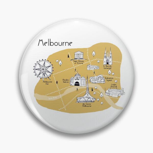 Artikelvorschau, Melbourne Karte - Gelb entworfen und verkauft von aMano-mapping.