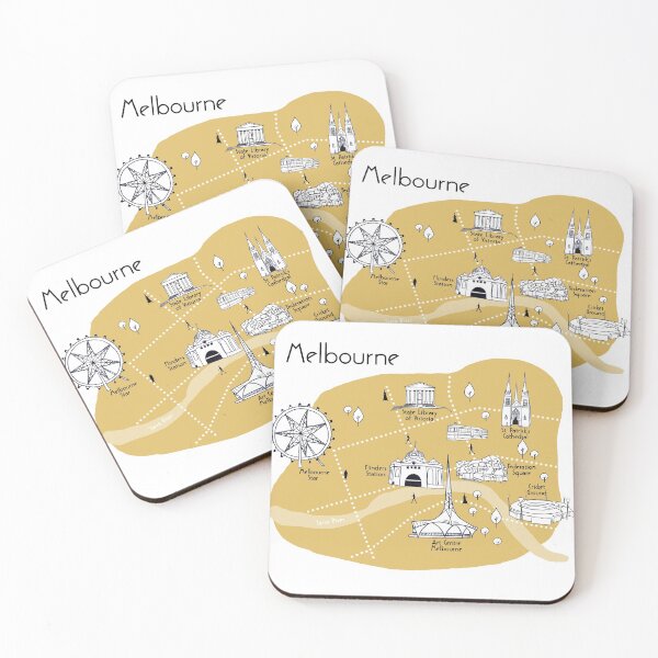 Item preview, Melbourne Map - Yellow designed and sold by aMano-mapping.