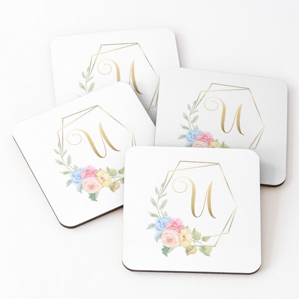 Item preview, Watercolor Floral Gold Monogram - Letter U designed and sold by Grafixmom.