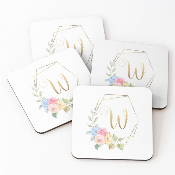 Item preview, Watercolor Floral Gold Monogram - Letter W designed and sold by Grafixmom.