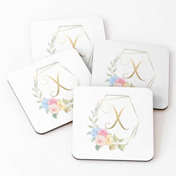 Item preview, Watercolor Floral Gold Monogram - Letter X designed and sold by Grafixmom.