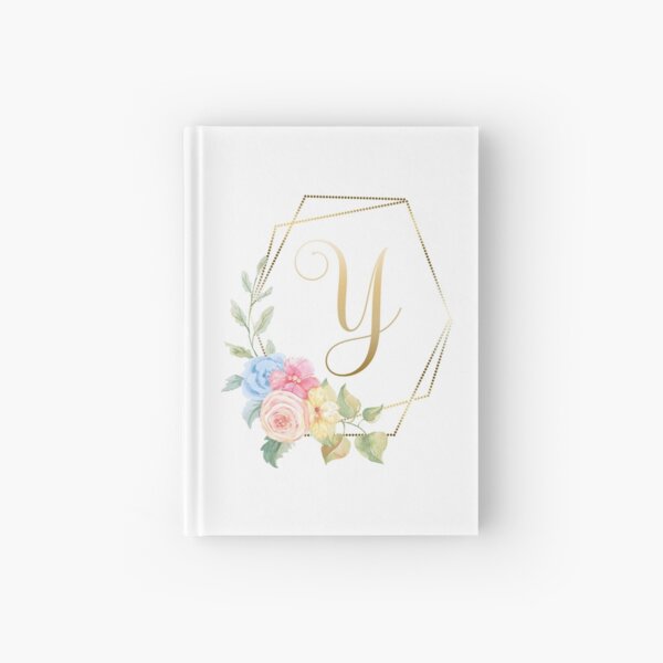 Watercolor Floral Gold Monogram - Letter Y Hardcover Journal