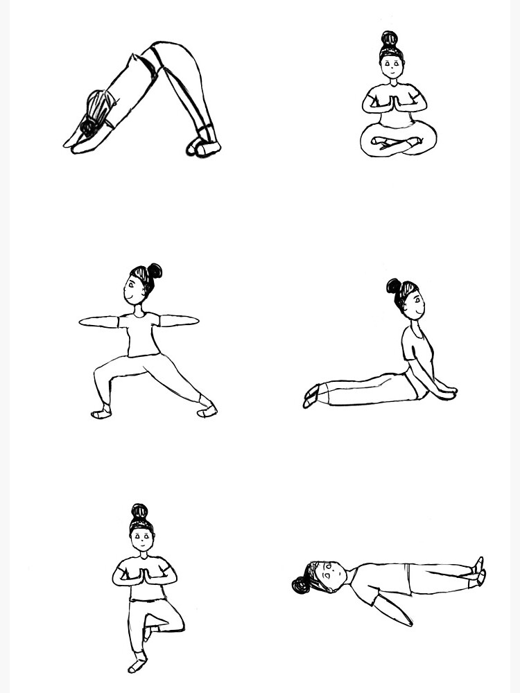 Cartoon sketch yoga poses