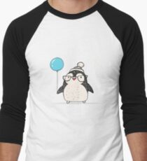 Christmas Penguin Balloon Men's Baseball ¾ T-Shirt
