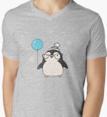 Christmas Penguin Balloon Men's V-Neck T-Shirt