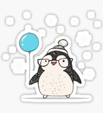 Christmas Penguin Balloon Sticker