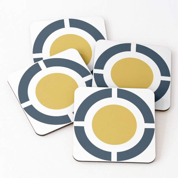 Item preview, Globus: circular design in light mustard yellow, navy blue, and white designed and sold by kierkegaard.