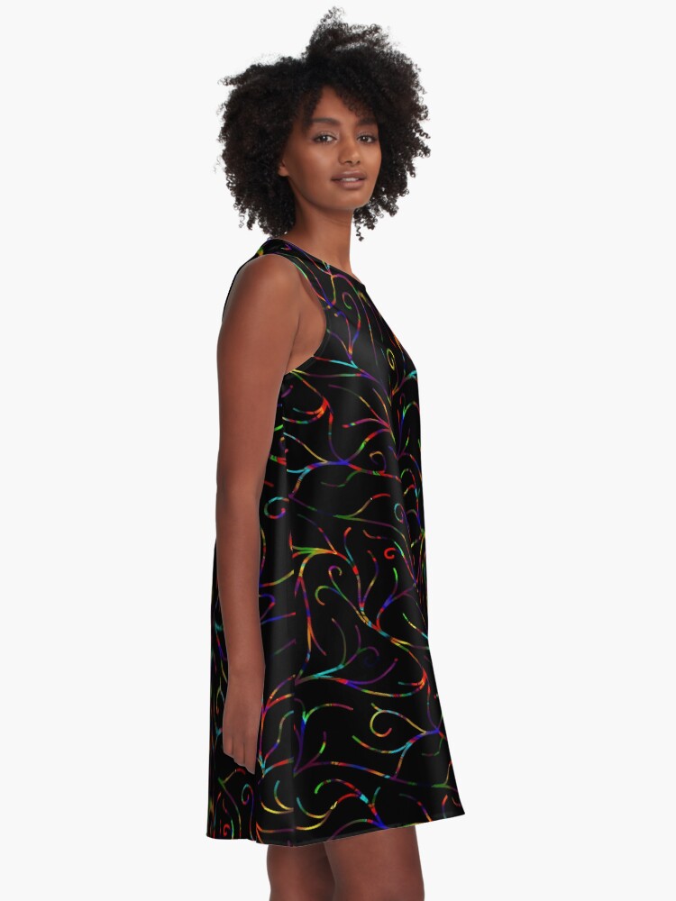 Alternate view of Black Velvet, Rainbow Vines A-Line Dress