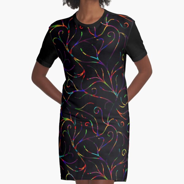 Black Velvet, Rainbow Vines Graphic T-Shirt Dress