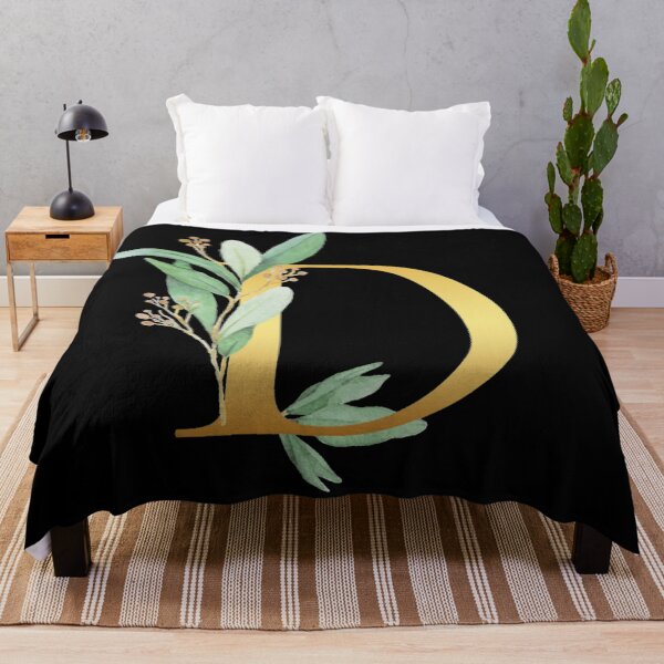 Item preview, Floral Gold Monogram D - Letter Art Black designed and sold by MysticMagpie.