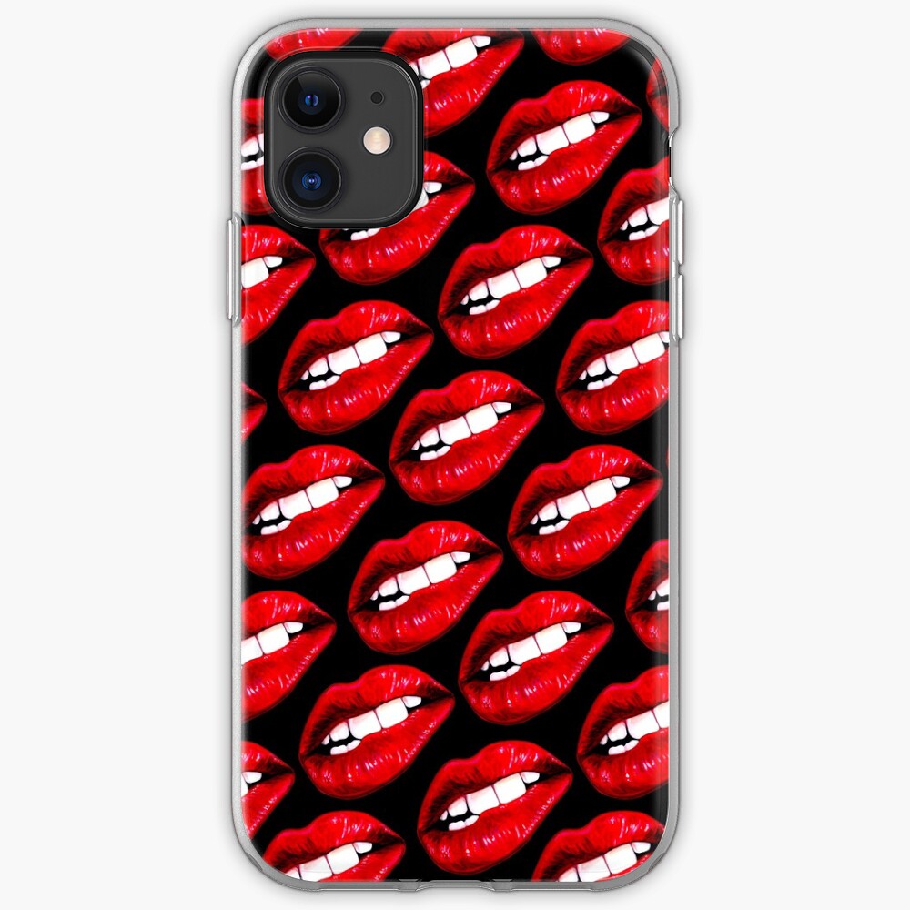 Lip Pattern - Black iPhone Case & Cover