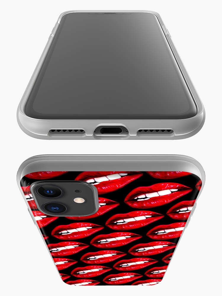 Alternate view of Lip Pattern - Black iPhone Case & Cover