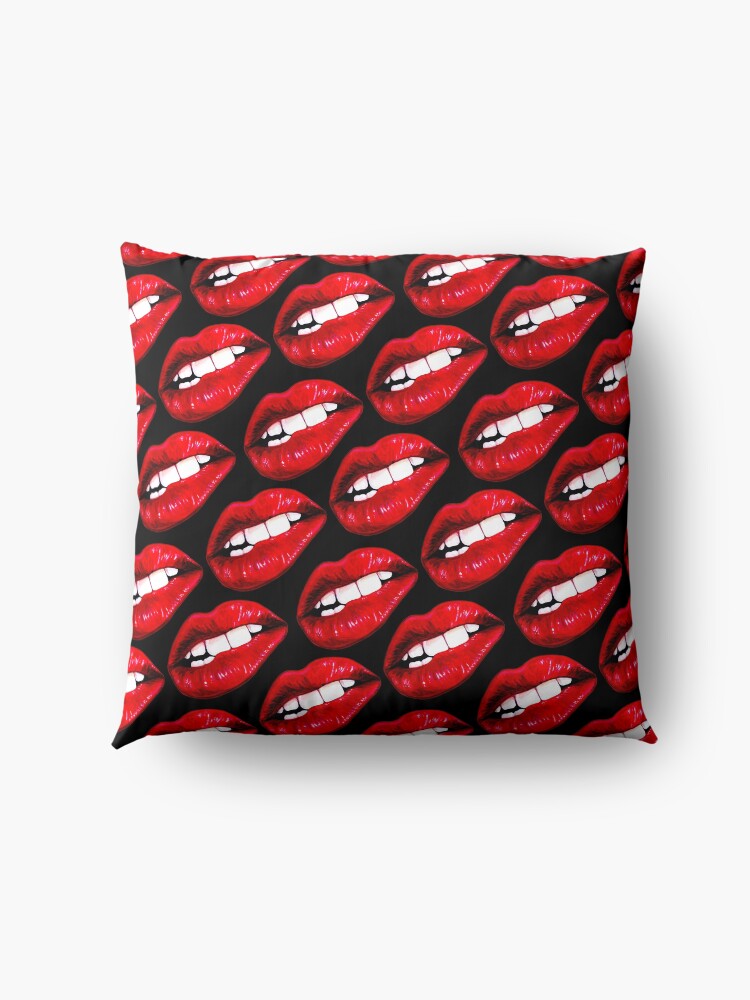 Alternate view of Lip Pattern - Black Floor Pillow