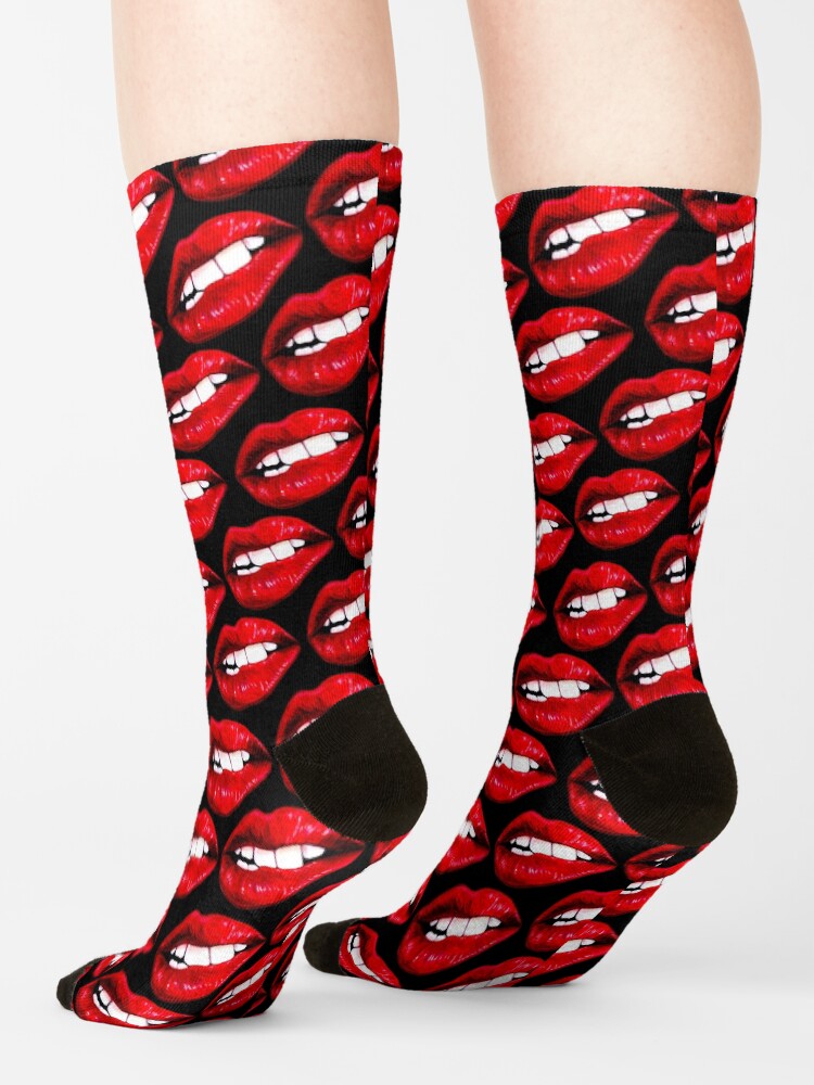 Alternate view of Lip Pattern - Black Socks