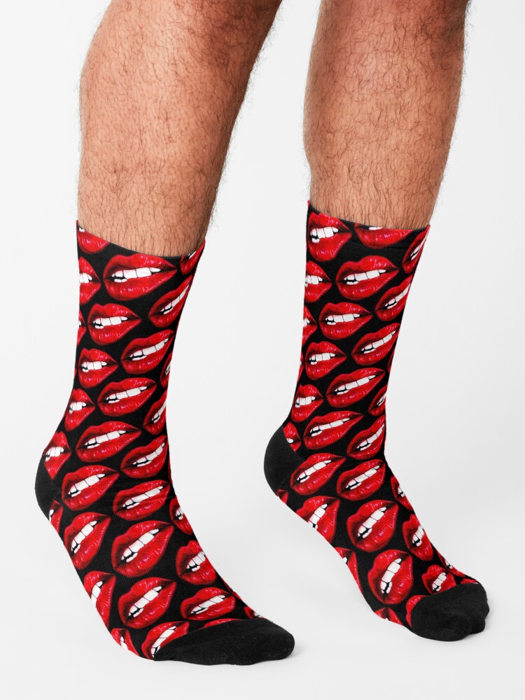 Alternate view of Lip Pattern - Black Socks