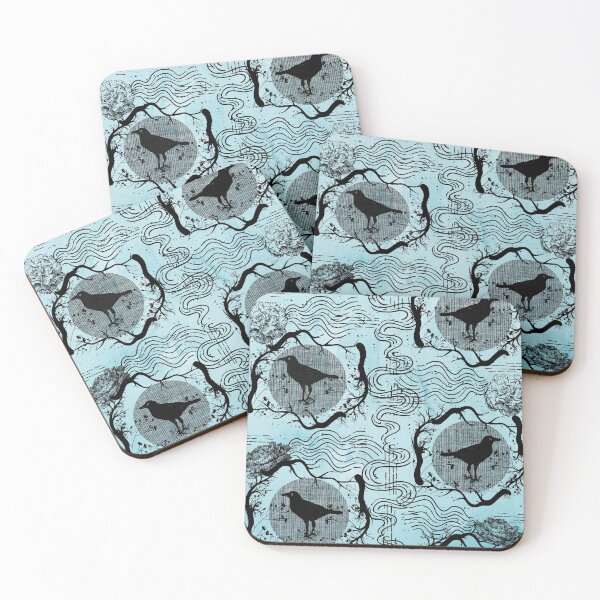 Item preview, irregular crow and carnation damask blue designed and sold by Klyonsm2.