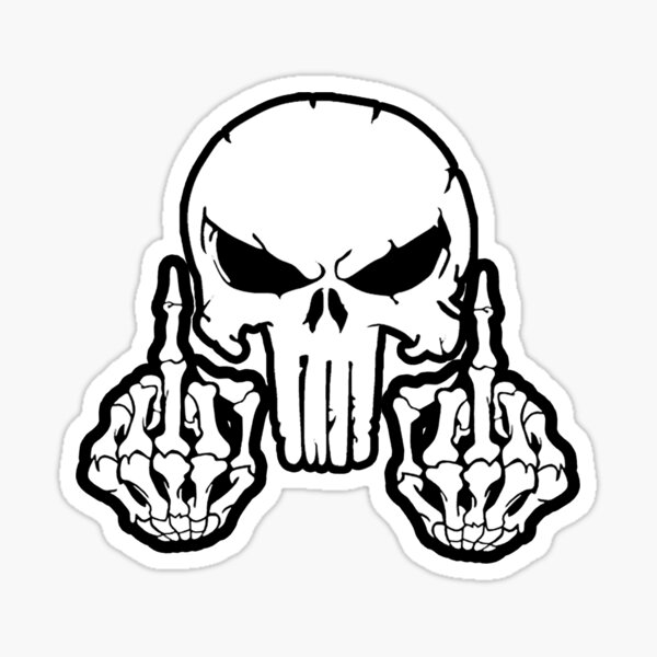 Tactical Skull with Middle Fingers Sticker