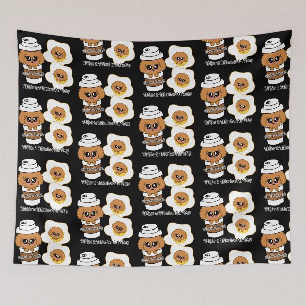 Item preview, Kawaii Poodle Puppy Dogs Cappuccino Coffee Drinks Bread Toast Egg designed and sold by Washyourhandss.