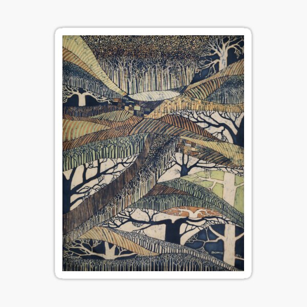 Marching Trees 1970's Batik Sticker