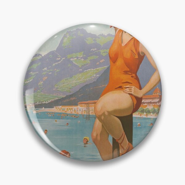Item preview, 1927 Strandbad Montreaux vintage travel poster designed and sold by stickart-marek.