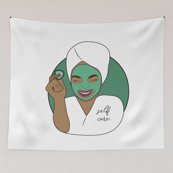 Item preview, Woman In Spa Face Mask, Mint Green designed and sold by Sarah Lopez.