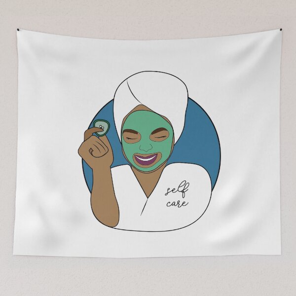 Item preview, Woman In Spa Face Mask, Blue designed and sold by Sarah Lopez.