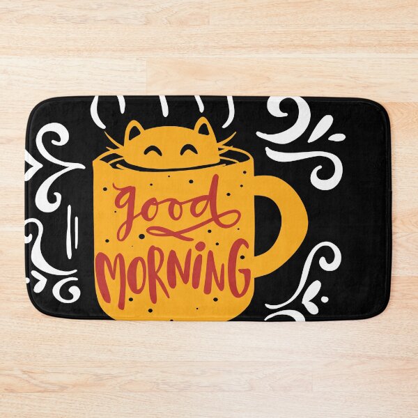 Item preview, Good morning, cat in coffee cup, vintage ornament designed and sold by coffeeapparel.