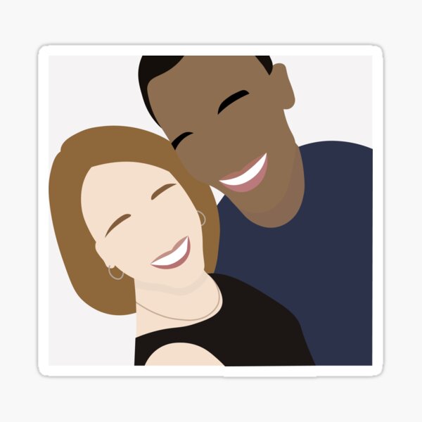Smiling Interracial Couple Sticker