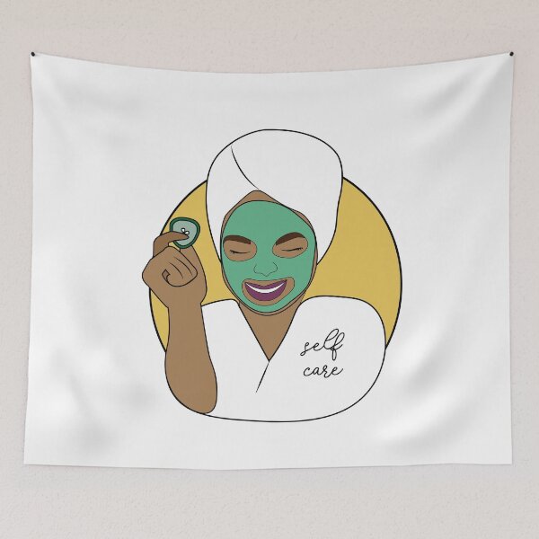 Item preview, Woman In Spa Face Mask, Yellow designed and sold by Sarah Lopez.