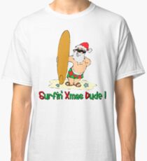 Funny Christmas T-Shirt "Surfing Santa Claus" Classic T-Shirt