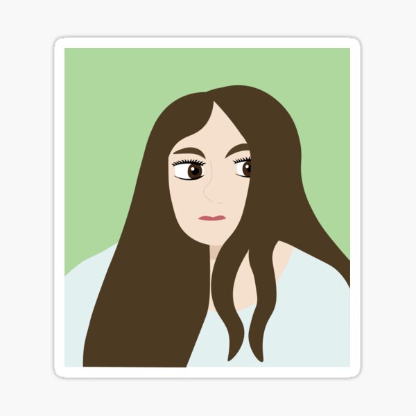 Girl with Brown Hair and Big Eyes Sticker