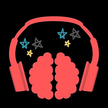 Artwork thumbnail, ASMR Brain with Headphones and Stars by SBernadette