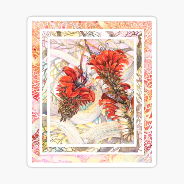 Coralflowers Watercolor Painting Sticker